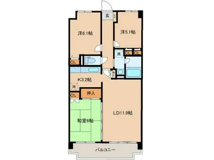 フォンティーヌ・スガワラ(3LDK/7階)の間取り写真