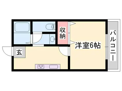 ＪＲ山陽本線 姫路駅 バス乗車時間：25分 最寄りバス停で下車 徒歩5分 2階建 築31年(1K/2階)の間取り写真