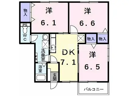 フォルム(3DK/1階)の間取り写真