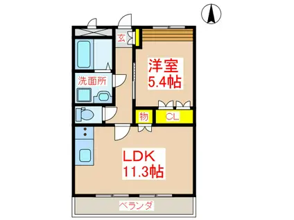 ステラルーチェ(1LDK/2階)の間取り写真