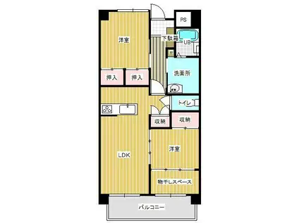 グラード西川津II(2LDK/2階)の間取り写真