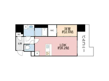 コンフォリア・リヴ南森町Ⅱ(1LDK/14階)の間取り写真