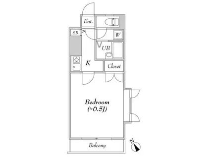 メゾン ド ムートン(1K/2階)の間取り写真