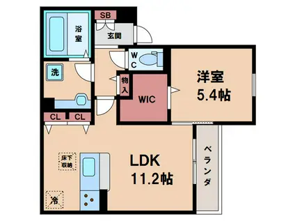 LYCORIS長居公園(1LDK/2階)の間取り写真