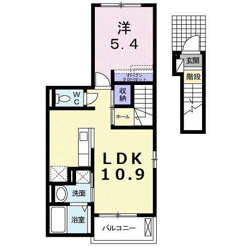 ルミエール I(1LDK/2階)の間取り写真