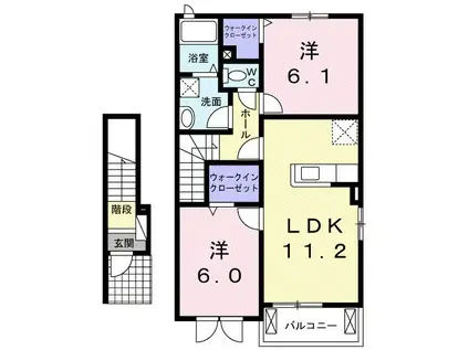 リ・バース A(2LDK/2階)の間取り写真