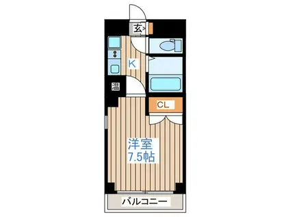 リエス若林(1K/3階)の間取り写真