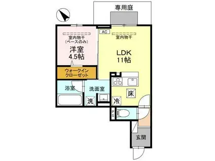 グレイスフルN(1LDK/1階)の間取り写真