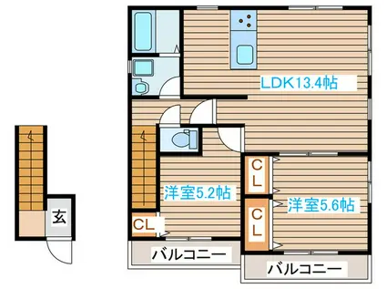 和島アパート(2LDK/2階)の間取り写真