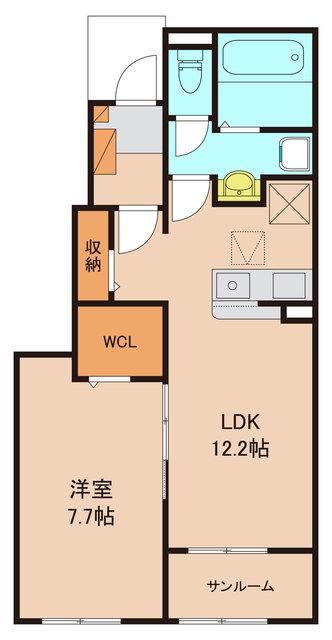 パークヒルズ利根五番館(1LDK/1階)の間取り写真