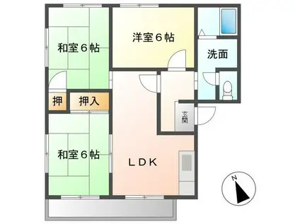 グリーンヒルズ羽生 A(3LDK/2階)の間取り写真