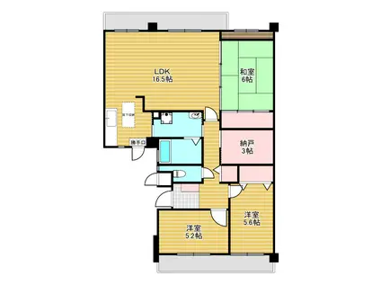 伏尾台A団地参号棟(3SLDK/1階)の間取り写真