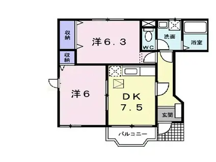 メゾン・ラフォーレC(2DK/1階)の間取り写真