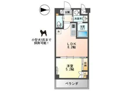 RIKI RESIDENCE(1LDK/4階)の間取り写真