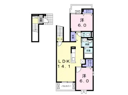 シュシュ・ドュー(2LDK/2階)の間取り写真