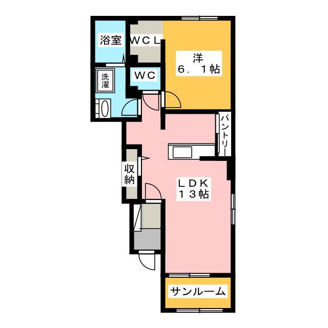 エルザI(1LDK/1階)の間取り写真