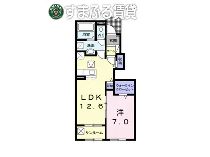 アルメールB(1LDK/1階)の間取り写真