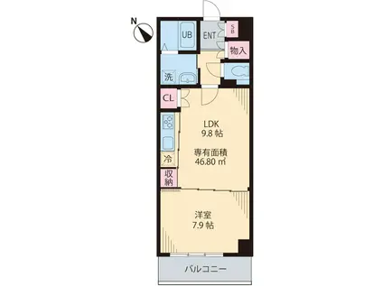 インカウンターマンション(1LDK/7階)の間取り写真