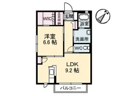 メゾンスカイヒルズC棟(1LDK/2階)の間取り写真