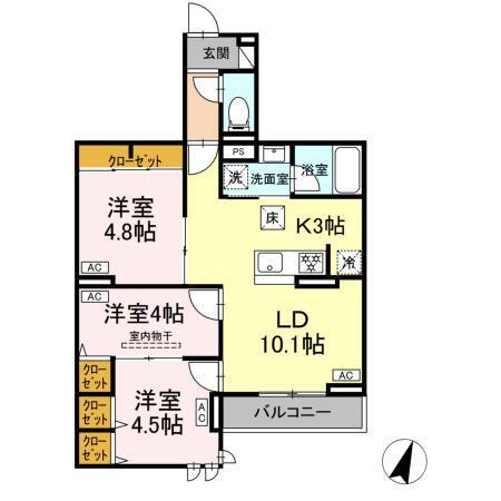 セレスティア中央 II(3LDK/2階)の間取り写真