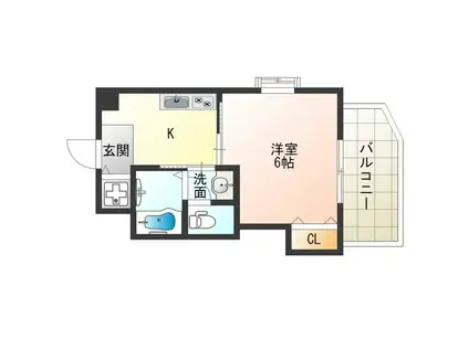 オリエンタル福島(1K/3階)の間取り写真