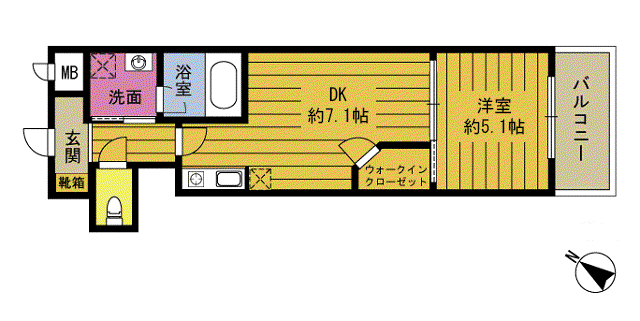 S-FORT大分岩田町(1DK/4階)の間取り写真