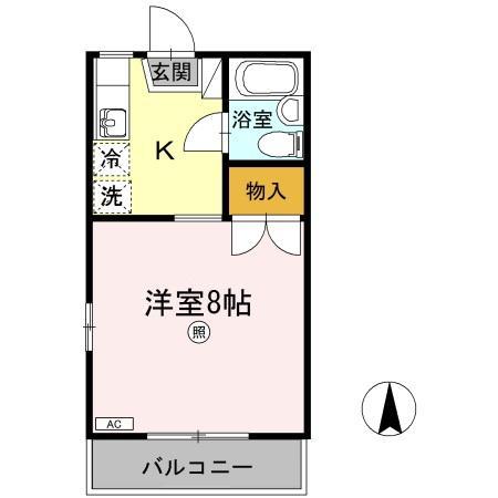 第2メールブルー(1K/1階)の間取り写真