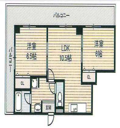 エクセル難波(2LDK/12階)の間取り写真