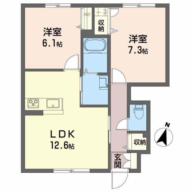 シャーメゾン グラシャスB棟(2LDK/1階)の間取り写真