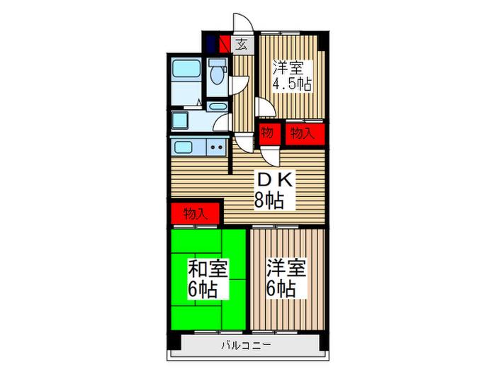 サクシード(3DK/5階)の間取り写真