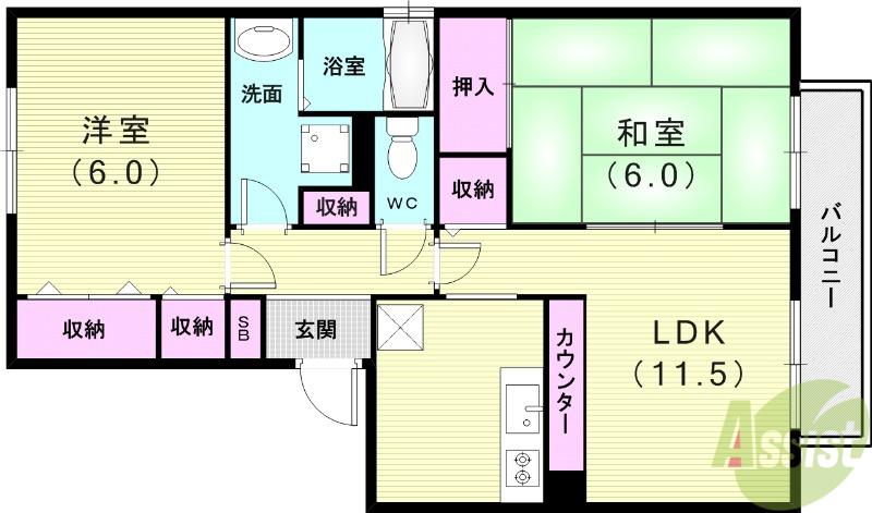 ネオパ-チェB(2LDK/2階)の間取り写真