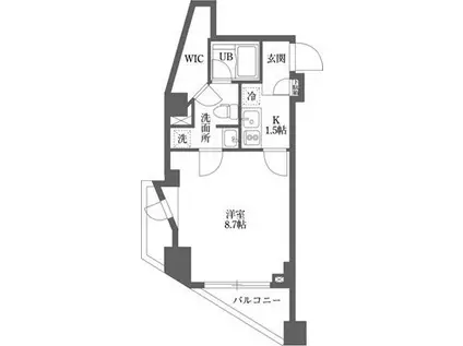 ムーブメンツ西早稲田(1K/8階)の間取り写真