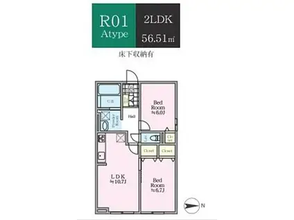 ティーリミテッド(2LDK/1階)の間取り写真