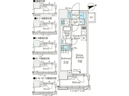 リビオメゾン御茶ノ水イースト(1DK/13階)の間取り写真