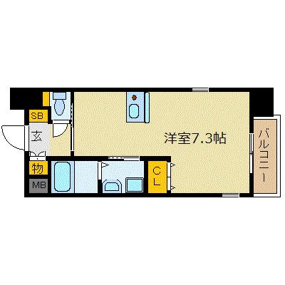 プレサンス鶴舞駅前ブリリアント(1K/4階)の間取り写真