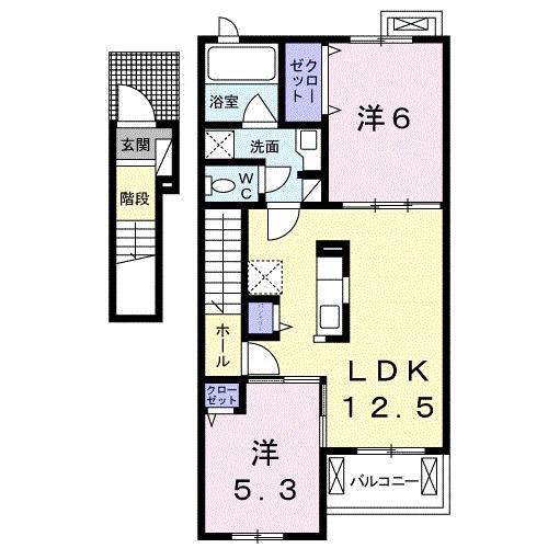 セレーノC(2LDK/2階)の間取り写真