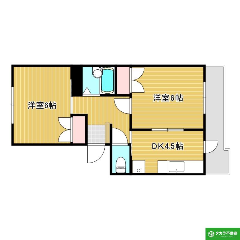 コーポきくち(2DK/1階)の間取り写真