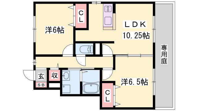 コンフォート高町II(2LDK/1階)の間取り写真