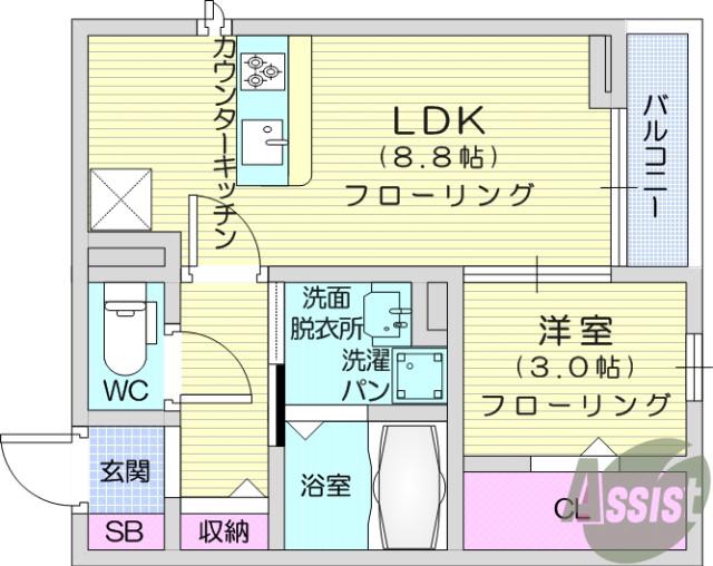 D-ROOM志波町(1LDK/1階)の間取り写真