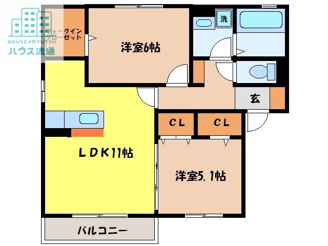 クレールM(2LDK/2階)の間取り写真