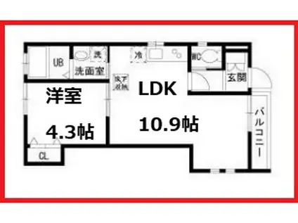 モカブランシェ(1LDK/1階)の間取り写真