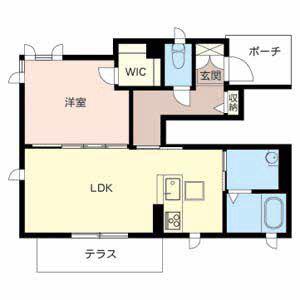 シャーメゾン斑鳩(1LDK/1階)の間取り写真