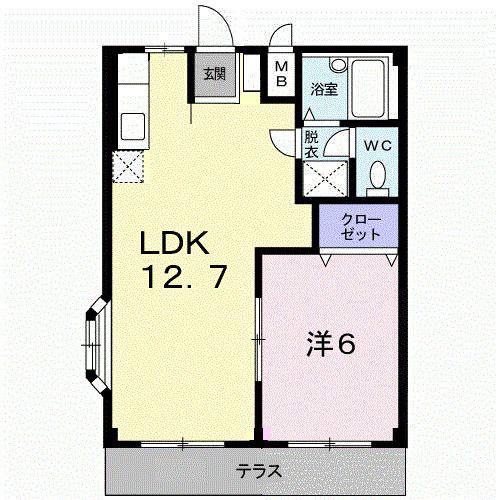 ミューズ松本I(1LDK/1階)の間取り写真