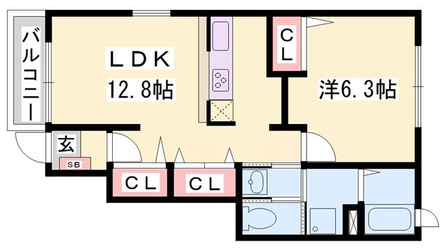 カーサ プラシードII番館(1LDK/1階)の間取り写真