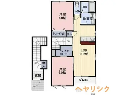名鉄小牧線 味鋺駅 徒歩5分 2階建 築16年(2LDK/2階)の間取り写真