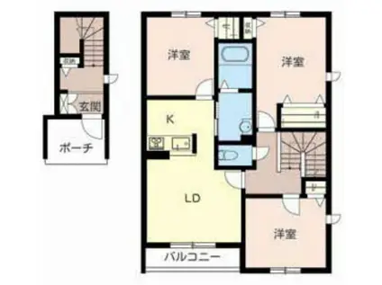 モンノール(3LDK/2階)の間取り写真