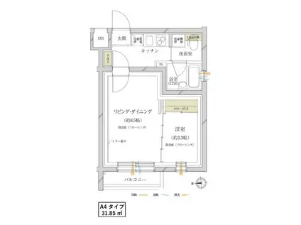 サウンドプルーフプロ蒲田(1LDK/3階)の間取り写真