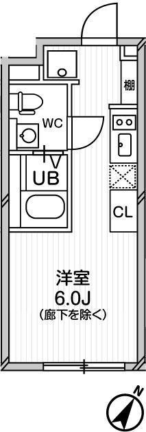 EXAM中目黒II(1K/2階)の間取り写真