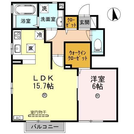 プレミアHII(1LDK/1階)の間取り写真