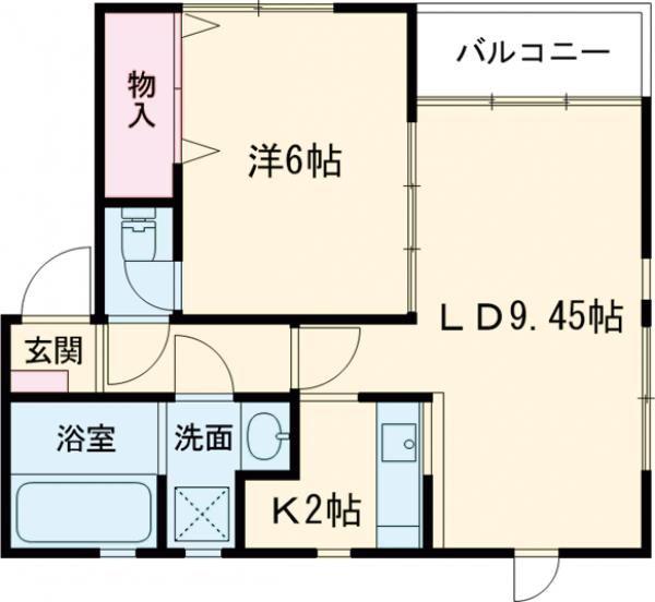 クラージュ天神II(1LDK/1階)の間取り写真